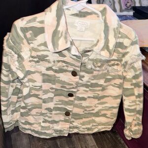 Mud Pie Green Camo Jean Jacket